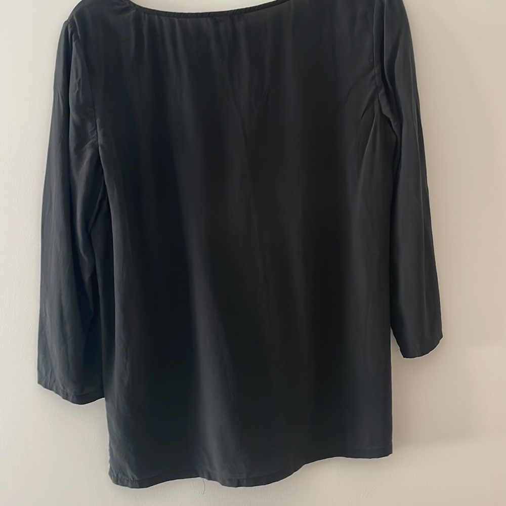 Joie Silk Basic Medium Black Long Sleeved Blouse - image 3